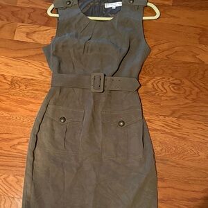 Trina Turk Green Sheath Midi Dress Crew Neck Sleeveless